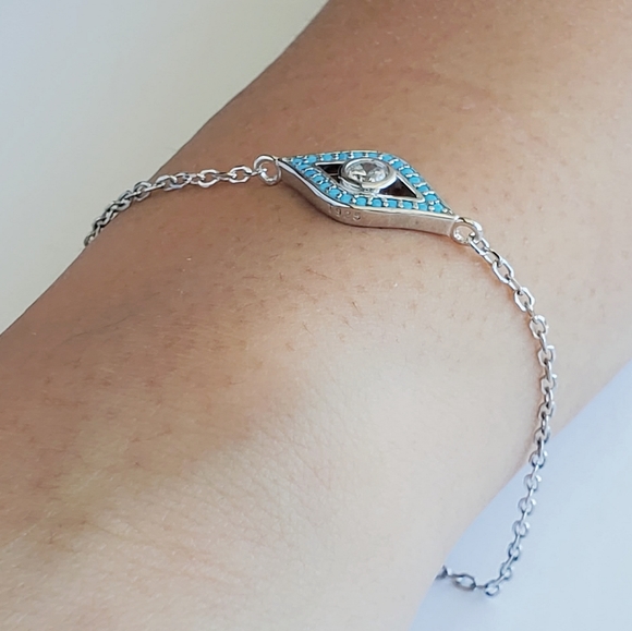 Nano turquoise solid sterling silver bracelet - Picture 1 of 9